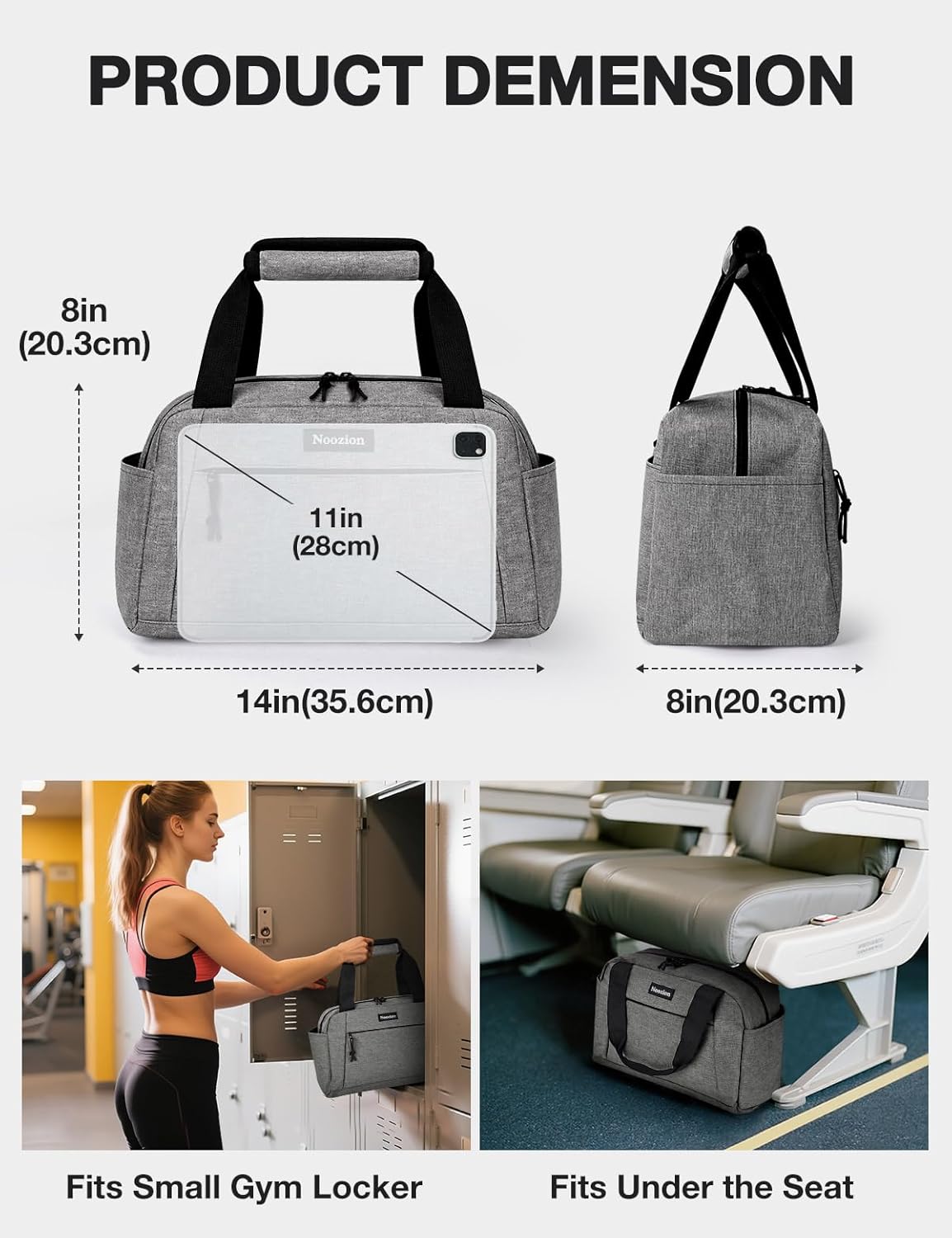 Noozion 14-Inch Mini Duffle Bag - Lightweight Gym Bag for Travel & Workouts | Multiple Pockets