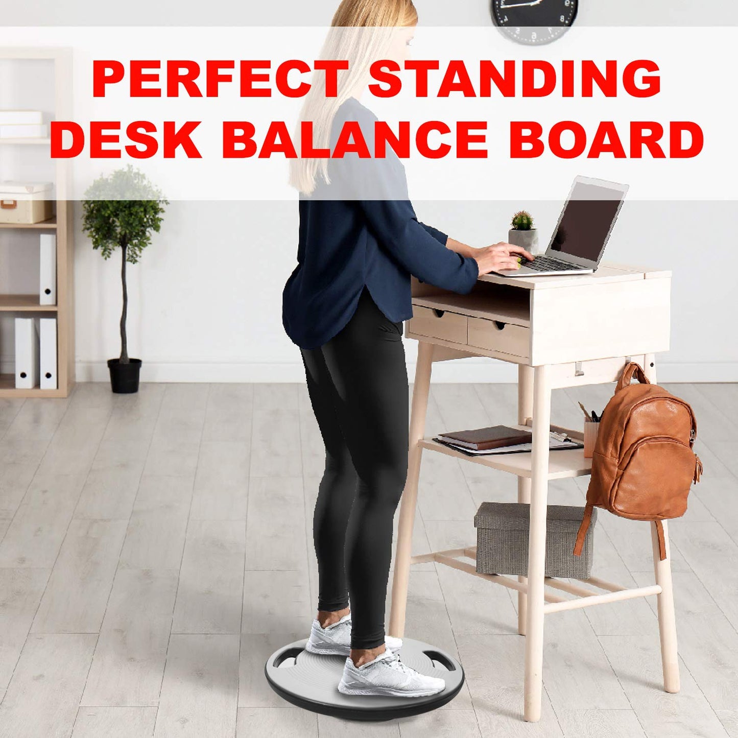 Yes4All Wobble Balance Board, Plastic Stability Trainer with Handles for Standing Desk, Core Training & Home Gym Workout (Silver - 15.7” Dia)