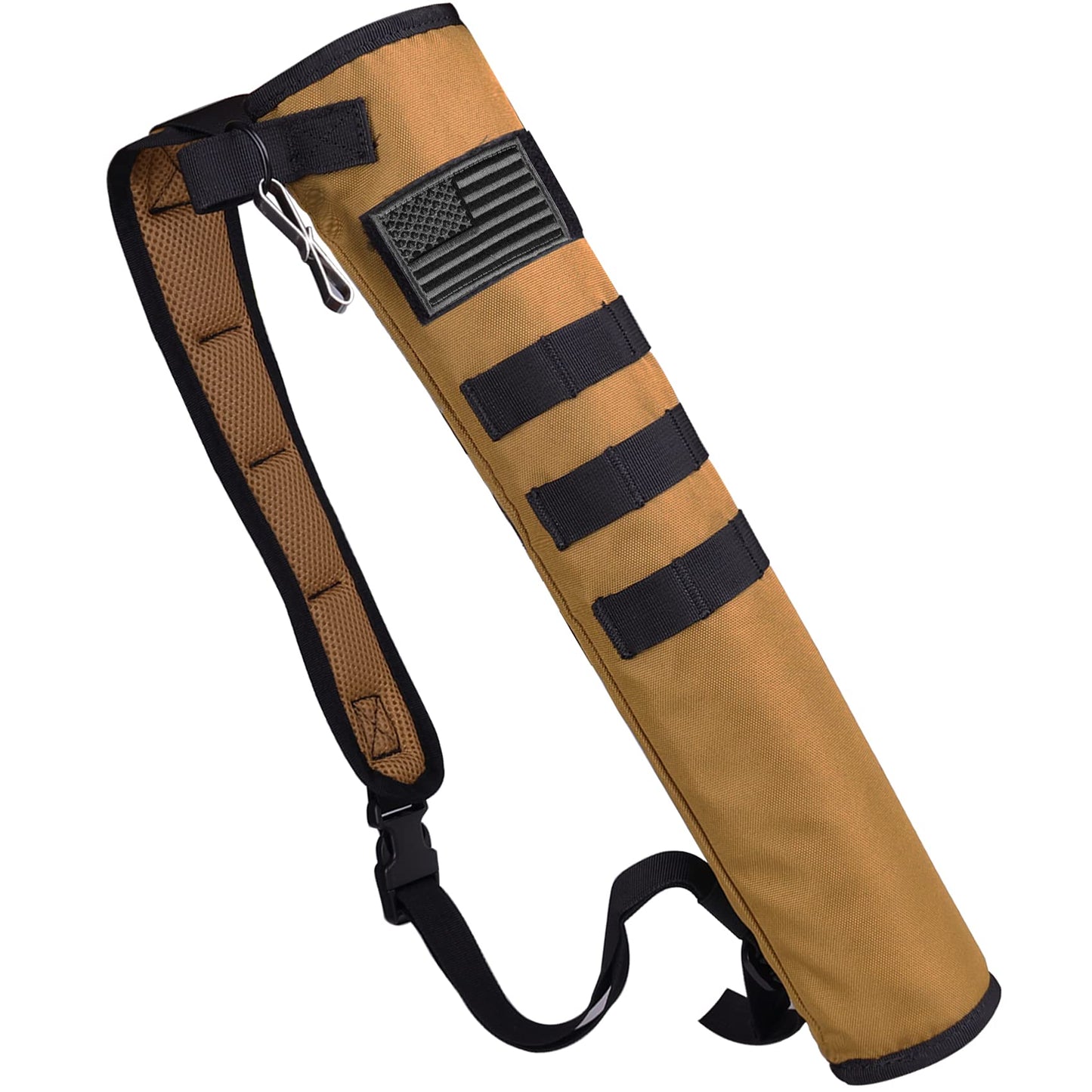 KRATARC Archery Lightweight Back Arrow Quiver Dual Use Foldable Compact Hip Arrows Bag with Molle System Hanged for Target Shooting (Brown- diameter 3.5'')