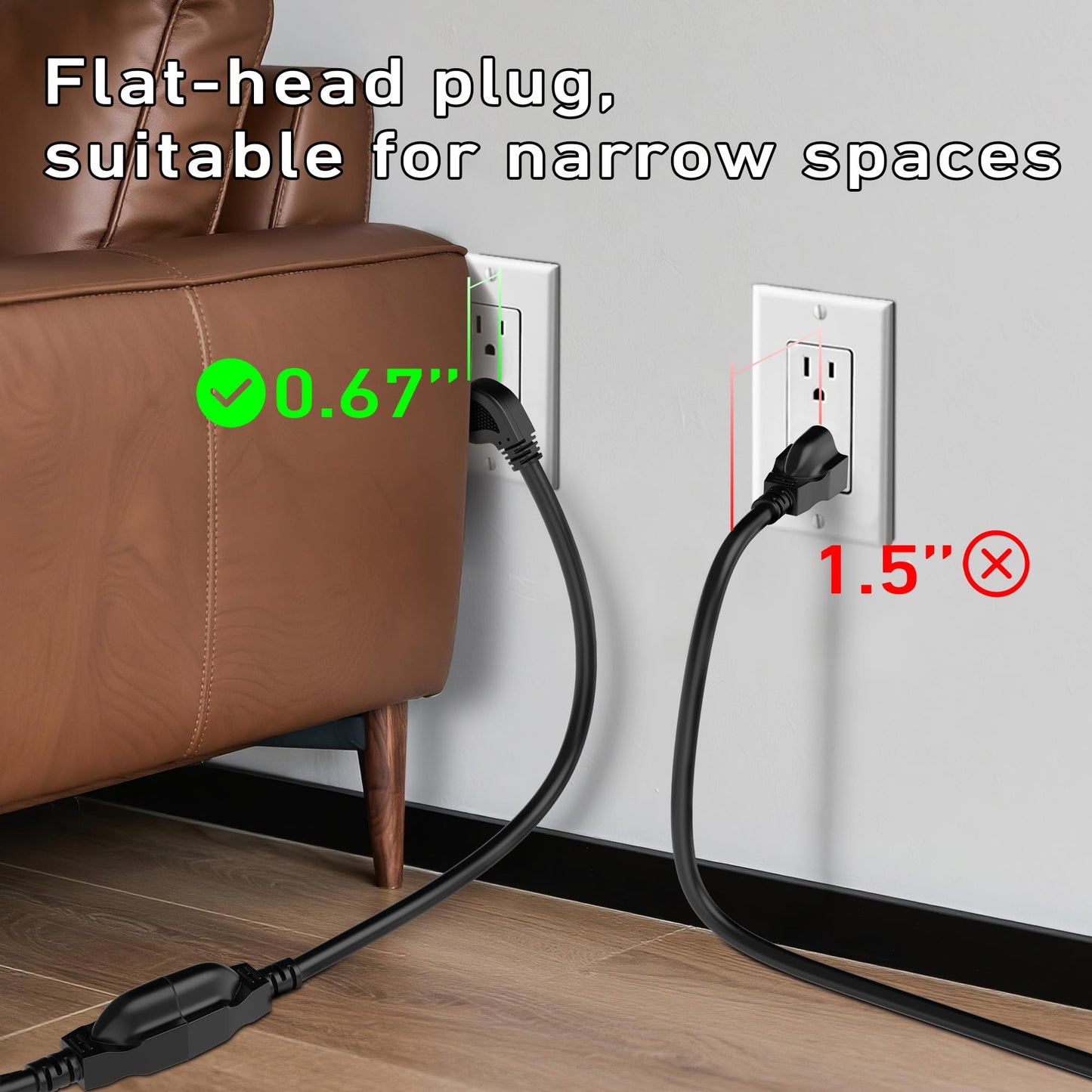 LUCKY TL Indoor Outdoor Extension Cord, 16/3 Gauge Black Short Extension Cord 6ft, Waterproof Flexible Case, Made in Pure Copper, 13A 1625W 16AWG SJTW, 3 Prong Heavy Duty Wire, UL