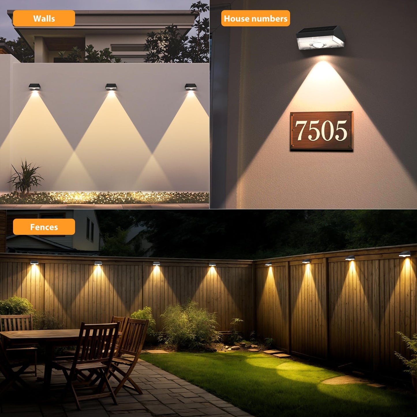 UGDLUCK Solar Fence Lights,Warm White & Cool White & RGB 7Colors ＆ Color Changing Mode IP65 Waterproof Solar Lights Outdoor for Deck/Patio/Backyard/Wall/Pool/Fence/Railing/Step(20Pack)
