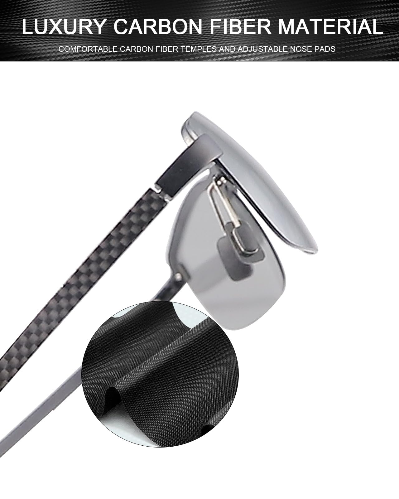 PEEPAI Photochromic Polarized Carbon Fiber Sunglasses for Men UV Protection Sports Fishing Driving Sunglasses with Al-Mg Frame