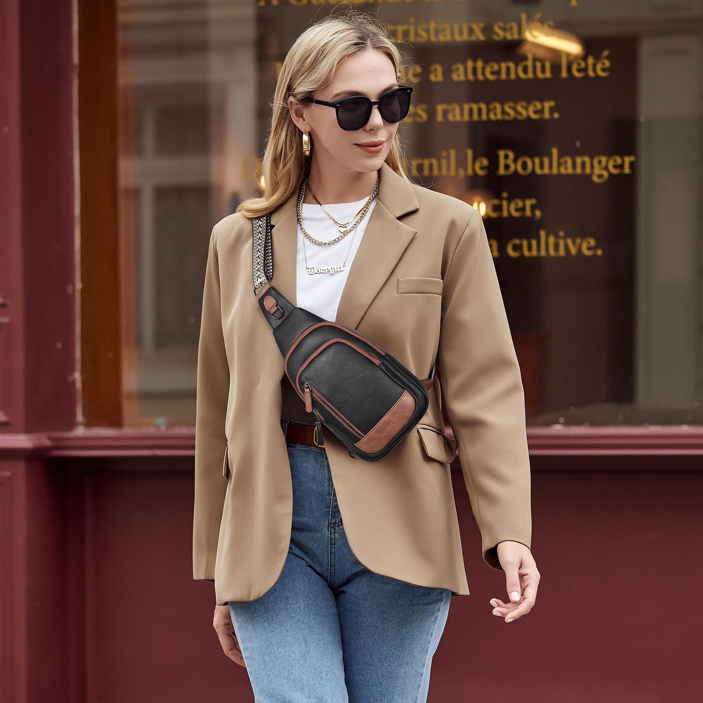 CLUCI Crossbody Bags for Women Men,Leather Sling Bag Cross Body Backpack for Woman Gifts for Women Birthday Unique