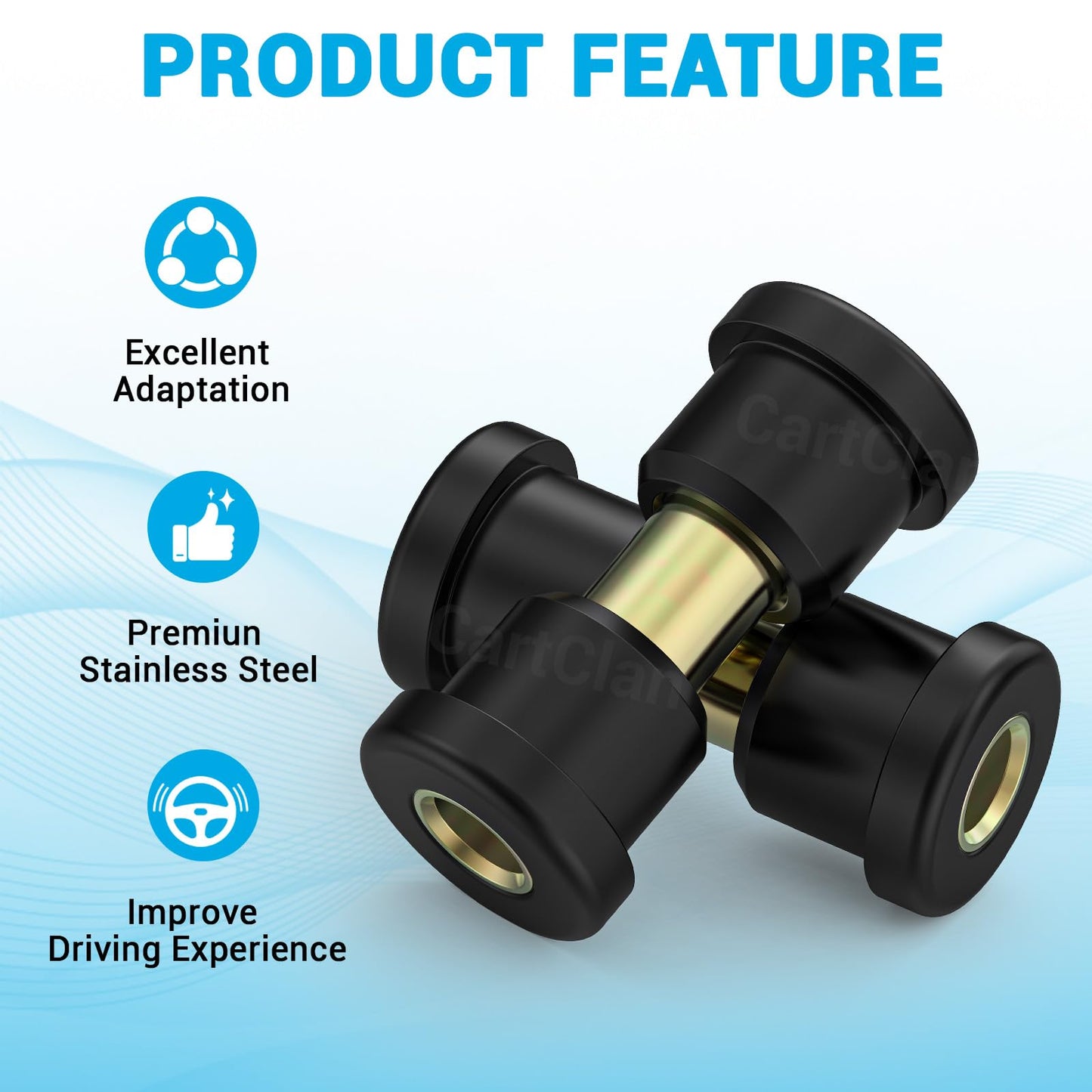 CartClan Club Car DS Rear Leaf Spring Bushing Kit, Golf Cart Rear Leaf Spring Shackle Bushing Kits with Screw Nut Suitable for 1984-UP Club Car DS Golf Carts, OEM# 1015583/101558302, 1012303