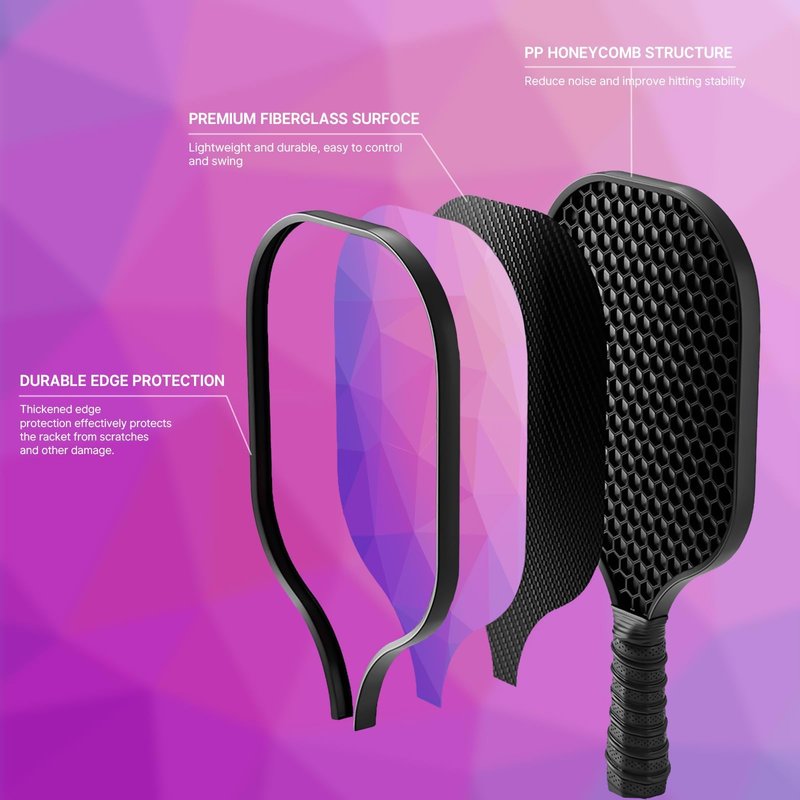 Ragebby Pickleball Paddles Set of 2 Lightweight Pickleball Rackets, Fiberglass Surface, 4 Balls, 1 Bag, 2 Grip Tape, Pickleball Paddles Set for Men, Women
