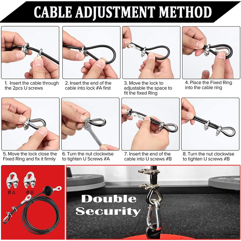 Taeku Fitness Pulley Cable, Heavy-Duty 6mm Steel Wire Rope for Home Gym, Adjustable Replacement Cable for Weightlifting, LAT Pulldown, and Cable Machine Accessories (100in+Tool)