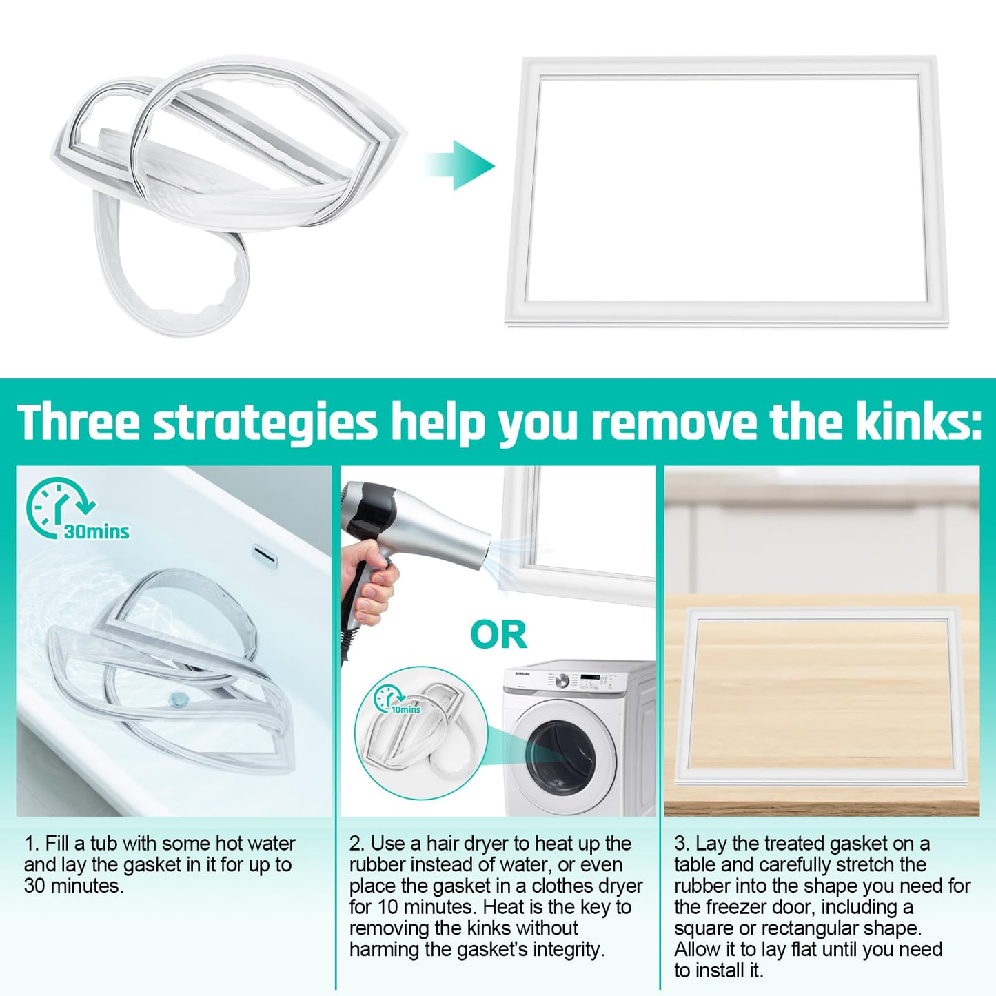 Upgraded 241872501 Refrigerator Freezer Door Gasket Compatible with Frigidaire, Ken-more, Cro-sley Refrigerator Replaces 240370901, 240554113, 5304439517 Gasket Part