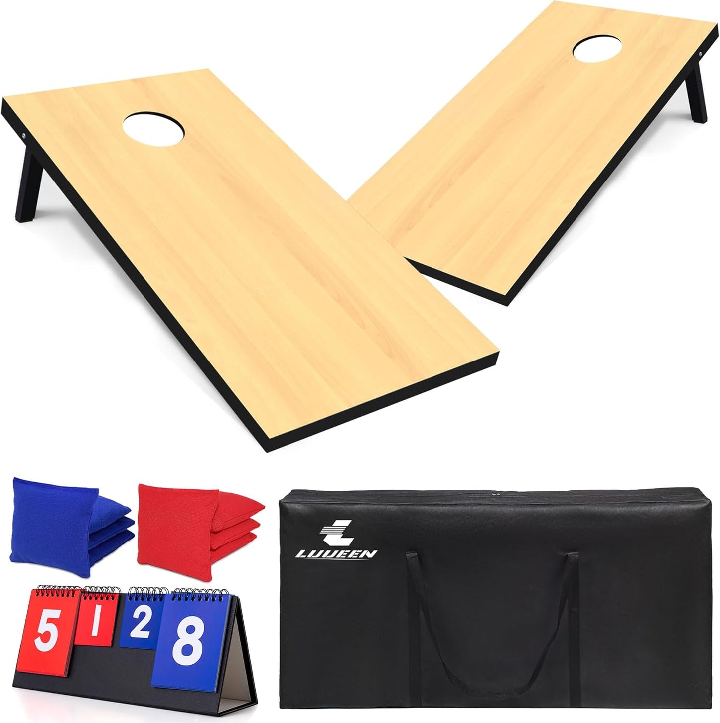 Premium Cornhole Boards Set by [Brand Name] - Regulation 4x2 Ft with 8 All-Weather Bean Bags & Carrying Case