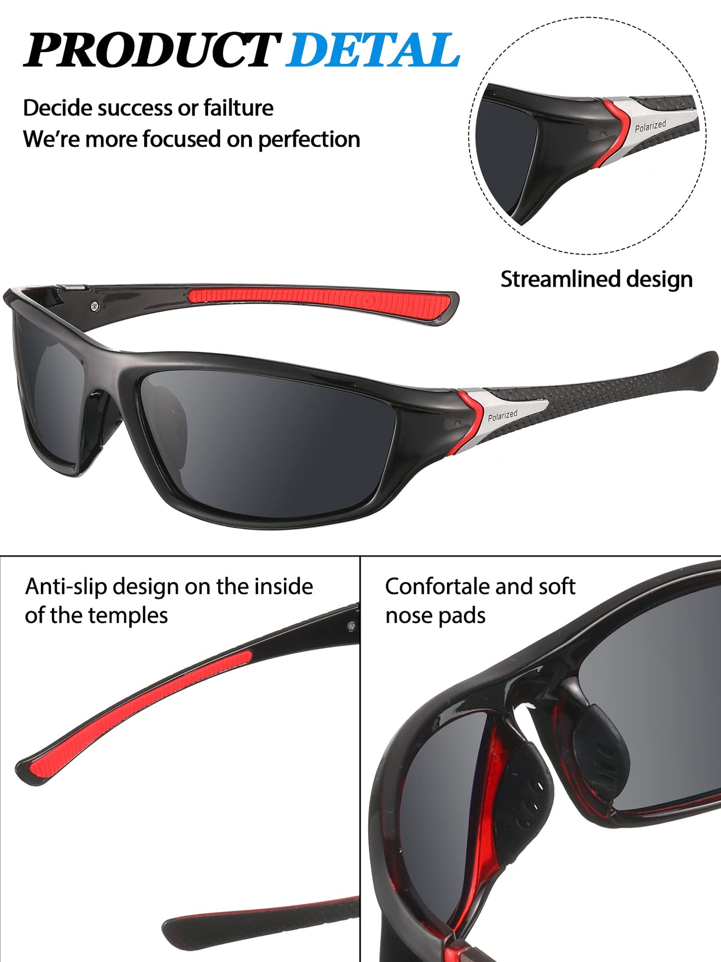 Konohan 9 Pairs Polarized Sports Sunglasses for Men Driving Shades Running and Tactical Polarized Sunglasses(Elegant Colors)