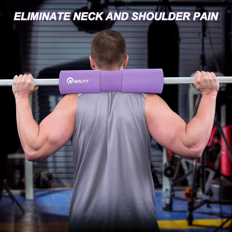 NEALFIT Barbell Squat Pad with Thick Nylon Padding, Hip Thrust Pad for Squats, Lunges, Neck Shoulder Squat Pad for Olympic or Standard Bars (Purple)