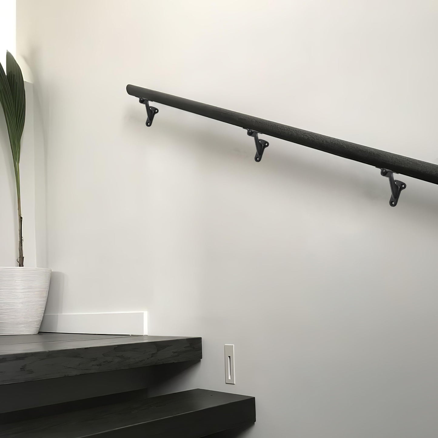 khtumeware 2 Pack 3 Inch Matte Black Hand Rail Bracket Heavy Duty Hardware for Stairways, Home or Office Stair Support Handrail Brackets