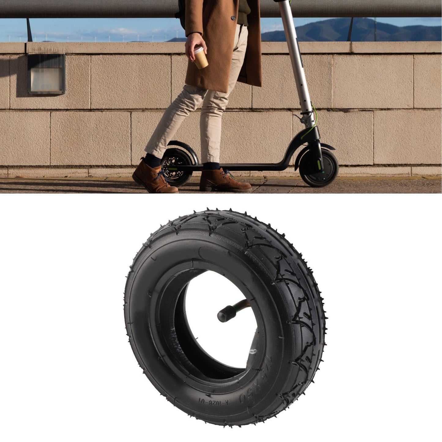 175x50 Electric Scooter Tire Set 7in Rubber Wheel Tyre Strong Grip Anti Slip Easy Installation Electric Scooter Parts
