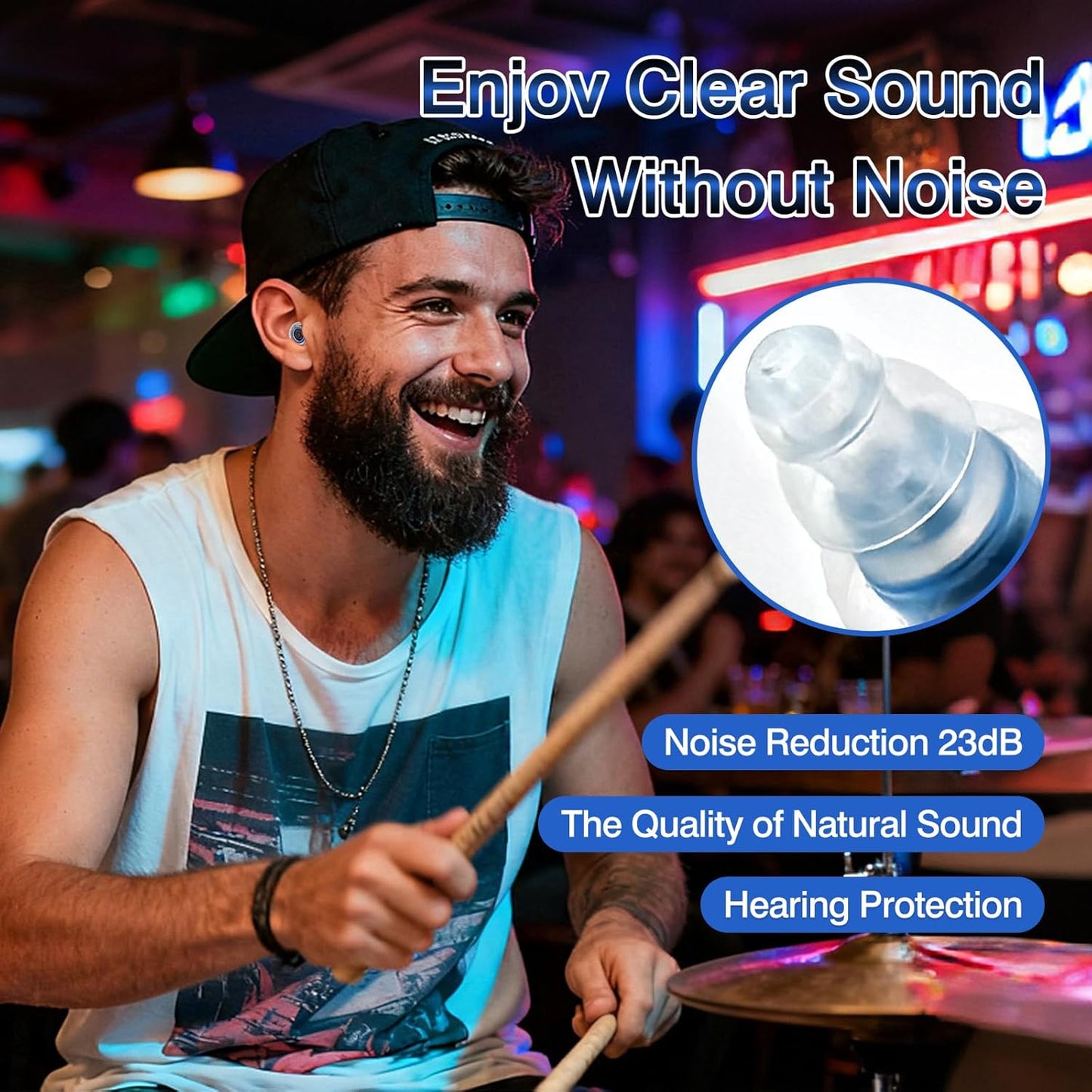 Skiennix Concert Ear Plugs - Reusable High-Fidelity Musician Earplugs with 20dB Noise Reduction | Carry Case Included