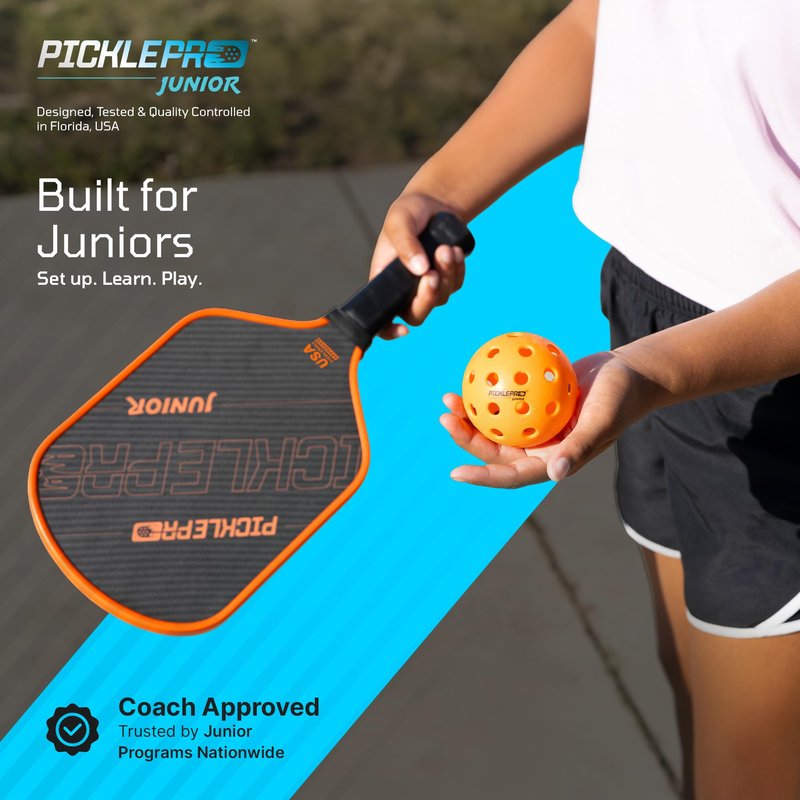 PicklePro Junior Outdoor & Indoor Pickleball Balls for Beginners – Lightweight LDPE 40-Hole Design for Stable Flight, Durable Construction for Training and Youth Play, USAPA Compliant (12 Pack)