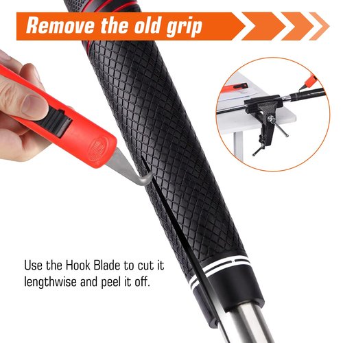 YIMISIMON Golf Grip Regripping Kit for Home Use | Includes Retractable Hook Blade, 15 Grip Tape, Grip Tape Remover, Portable Table Vise & Rubber Clamp | Quick Repair Solution Set