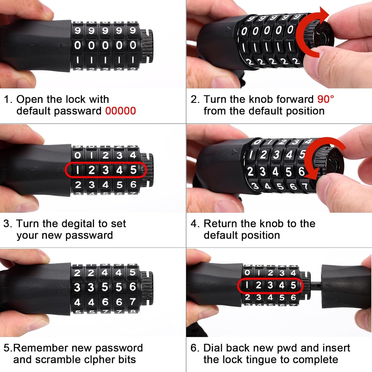 Meetlocks Bike Chain Lock - 3.2 Feet Blue 5-Digit Combination High Security Anti-Theft Lock for Bicycles, Scooters, and More