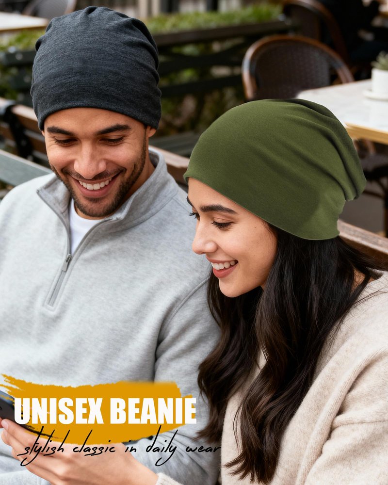 ROYBENS 100% Cotton T-Shirt Beanie for Women Men Slouchy Beanies Soft Hipster Daily Hat Lightweight Skull Cap