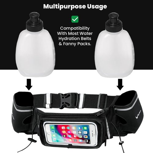 Runtasty 10 oz BPA-Free Water Bottles – 2-Pack Replacement for the Winner’s Hydration Belt, Push-Pull Caps, Spill-Proof Design, Fully Compatible with Most Fuel Belts for Running, Hiking & Cycling
