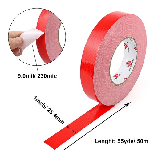 BOMEI PACK Heavy-Duty Waterproof Duct Tape - 1 Inch x 60 Yards, No Residue, Tear by Hand (Red)