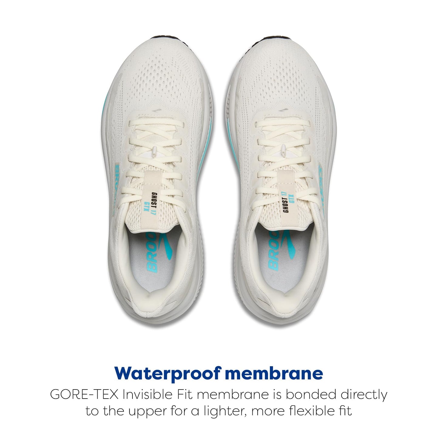Brooks Women’s Ghost 17 GTX Waterproof Supportive Running & Walking Shoe - Coconut/Oyster/Blue - 9.5 Medium