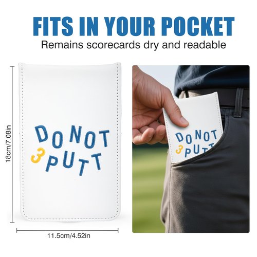 Acebirdie Leather Golf Scorecard Holder - Golf Scorecard & Yardage Book Holder Cover Universal Fit for Scorecard, Golf Accessories Fit for Most Back Pocket Golf Gifts (DO NOT 3PUTT)