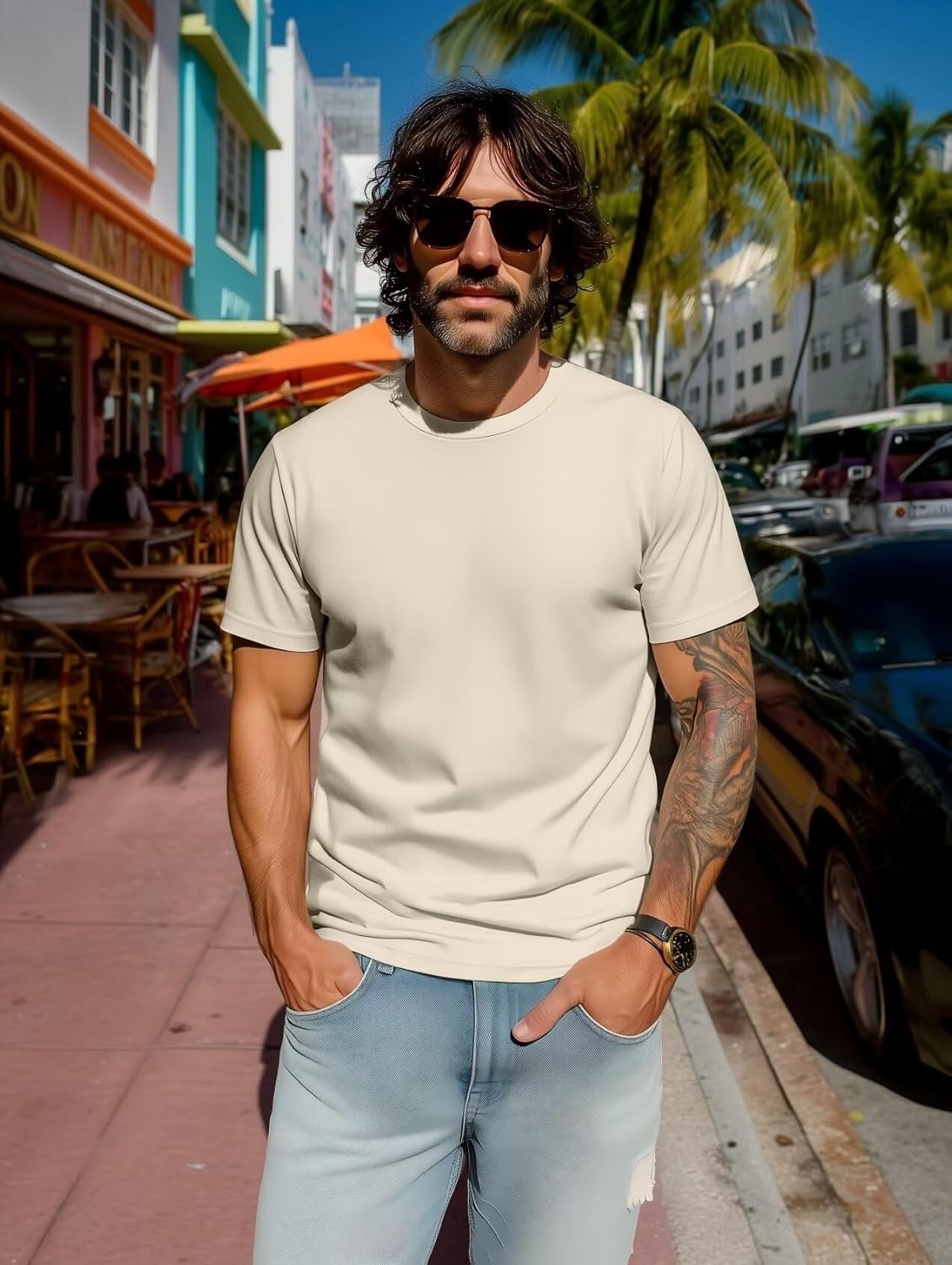 Zengjo Men's Crewneck T-Shirts - Soft, Relaxed Fit Basic Tees in Comfortable Triblend Fabric
