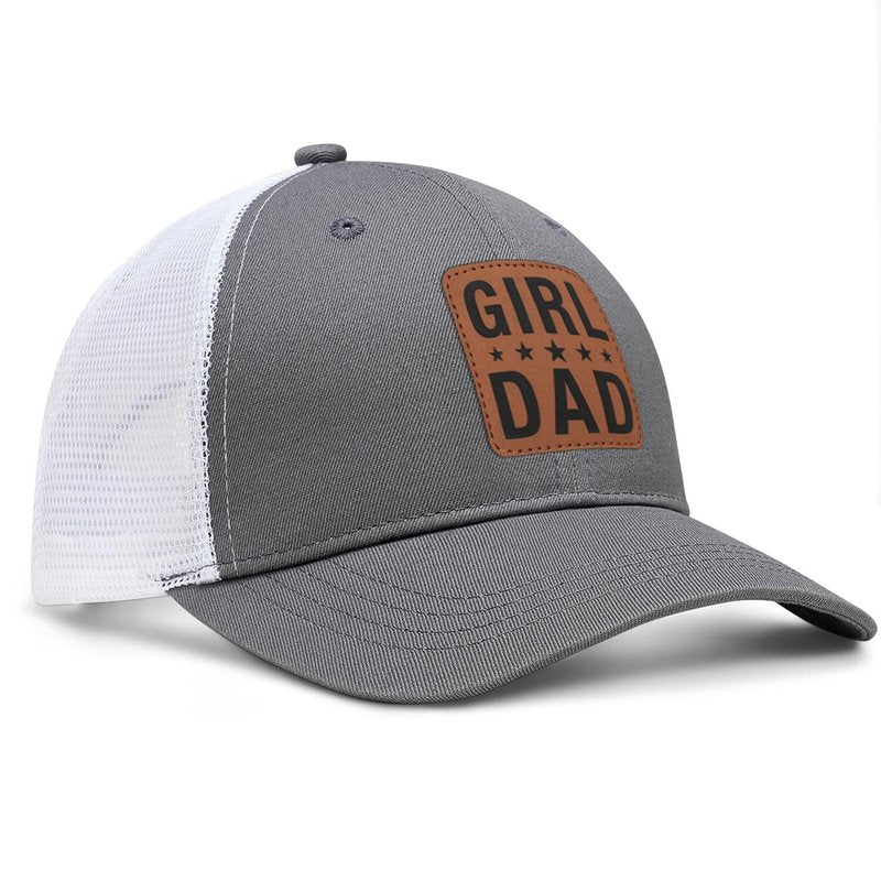 Girl Father Daddy Dad Leather Patch Hat Birthday for Dad Papa from Daughter Son Adjustable Trucker Hats