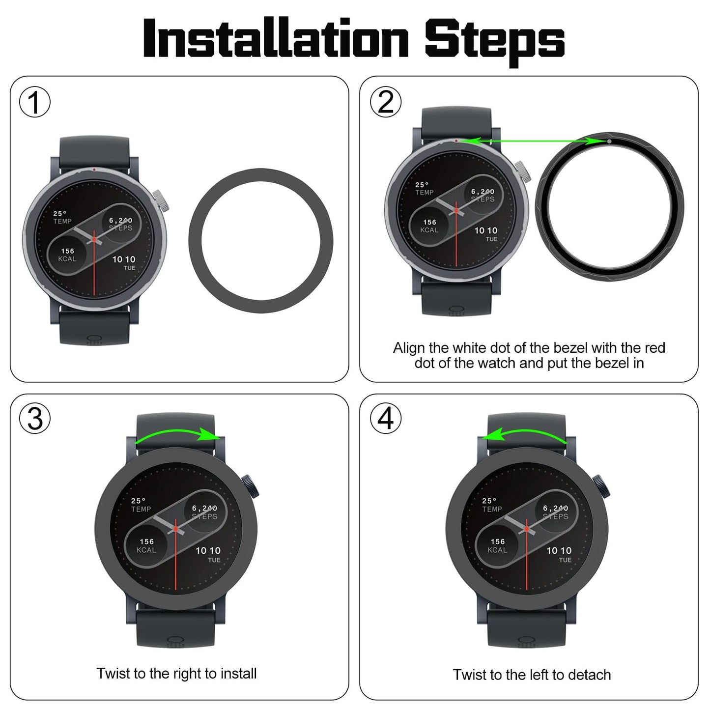 POZCIS 2 Pack Bezel Ring for CMF Watch Pro 2 Smartwatch, Replacement Metal Bezel Protector Case Accessories for CMF Watch Pro 2 Smartwatch for Men Women(Dark Grey)