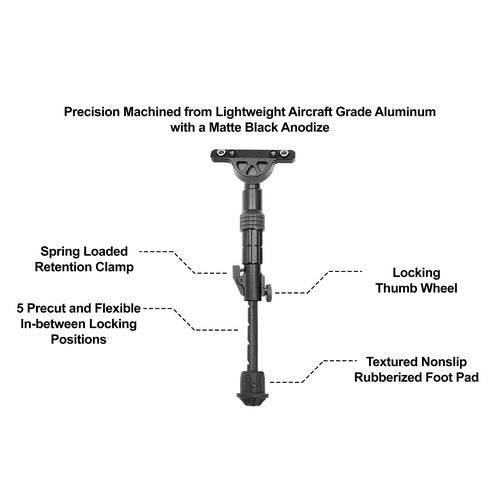 Leapers TL-BPDK01 Inc, UTG Recon Flex Bipod, Keymod, Black, 5.7"-8"