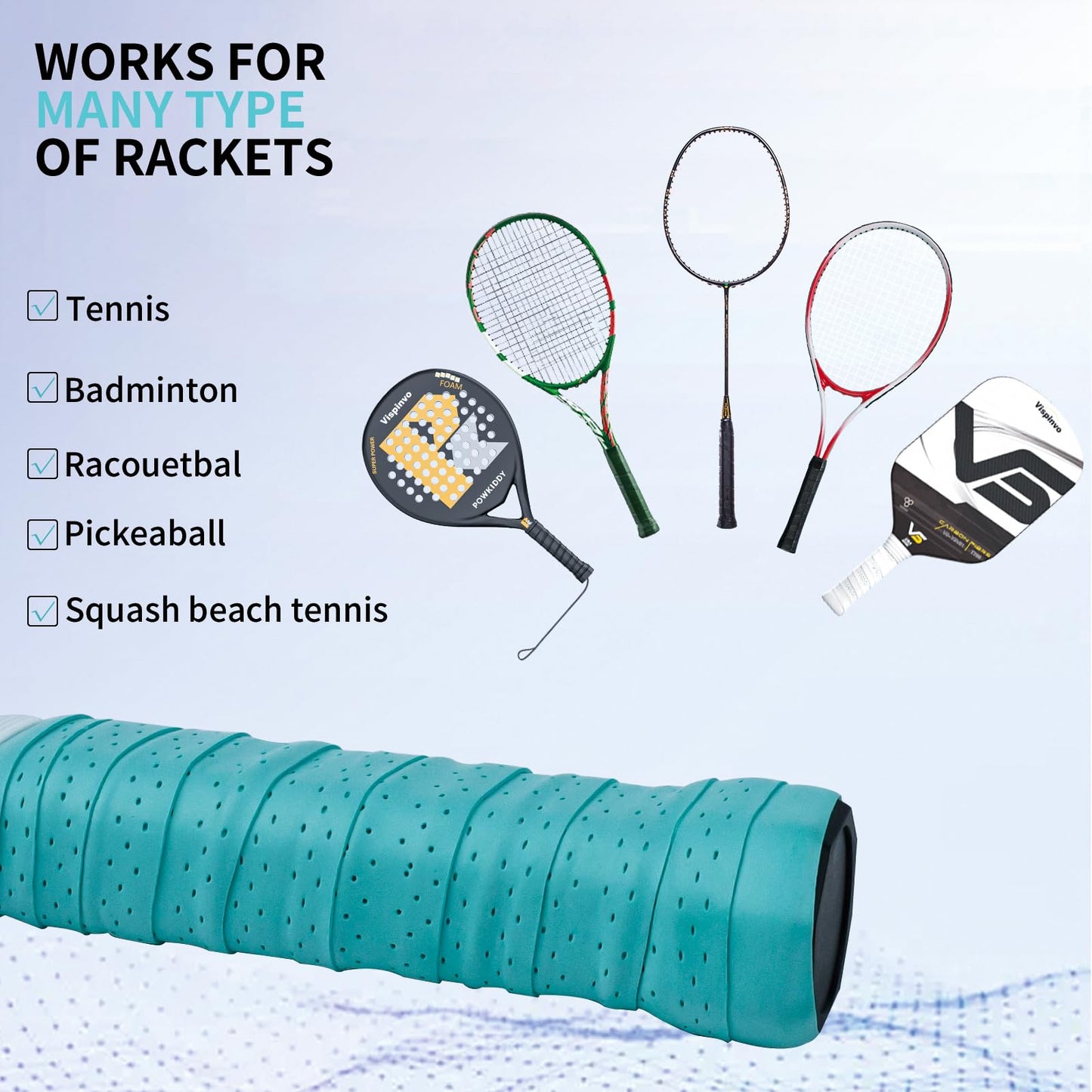 Vispinvo Pickleball Paddle Grip Tape - 4 Pack | Absorbent & Non-Slip OverGrip Tape for Pickleball and Tennis Rackets | Enhanced Sweat Absorption & Soft Touch