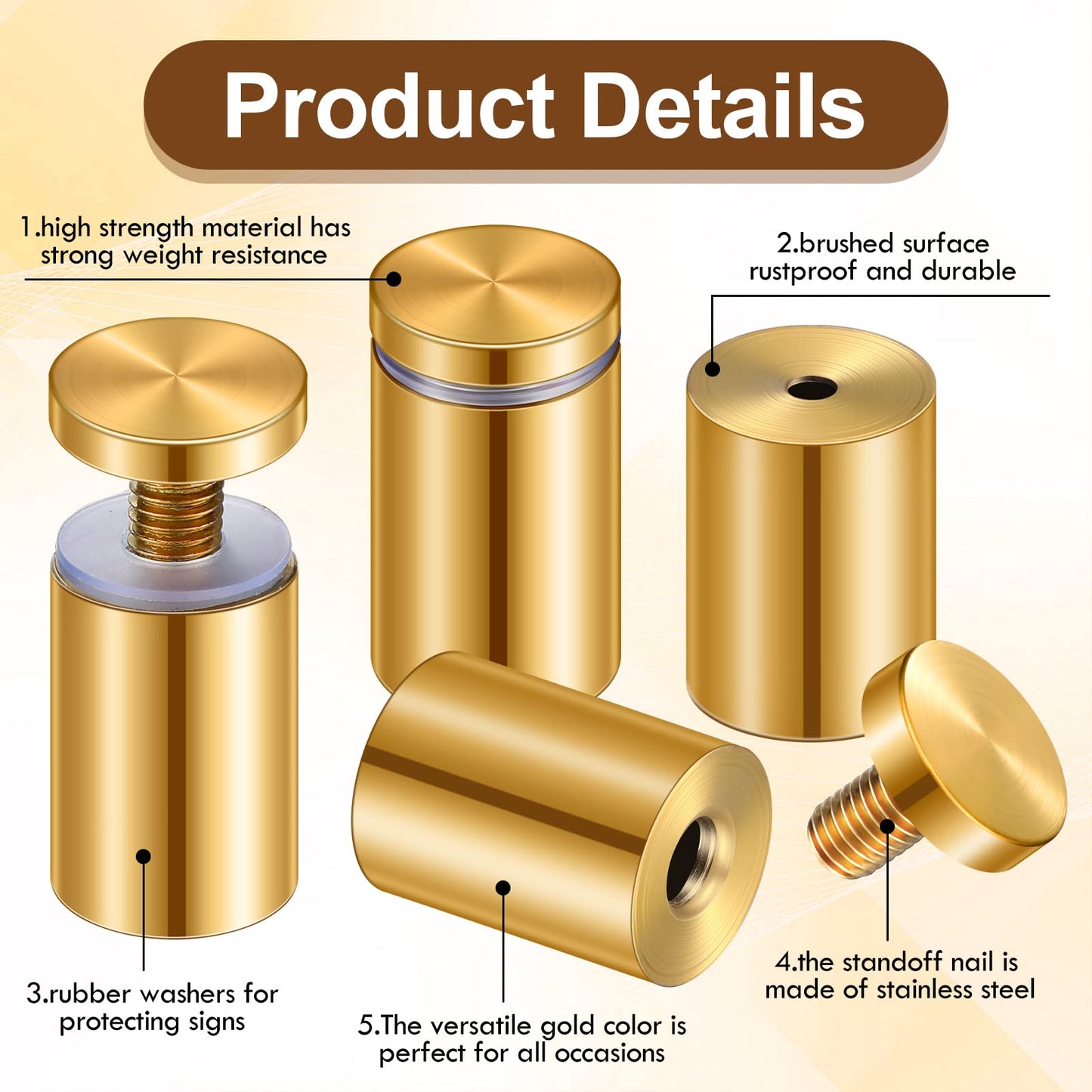 Ferraycle 8 Sets Standoff Screws Stainless Steel Advertising Standoff Mount Metal Hardware Sign Mounting Hardware for Hanging Acrylic Picture Frame(0.75 x 1.57 Inch)