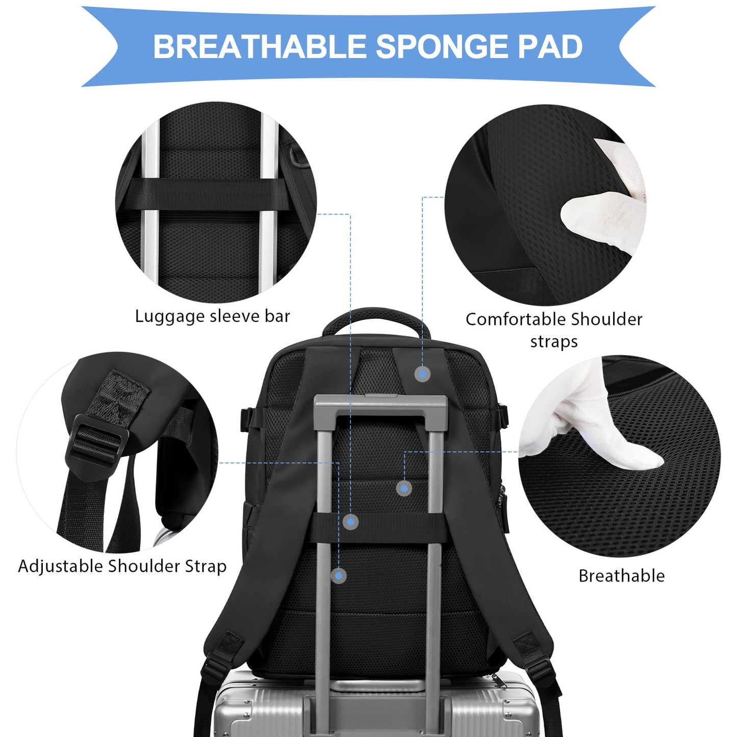 coowoz Travel Backpack For Women Men Airline Approved,Carry On Backpack,Large Hiking Laptop College Backpacks Waterproof Outdoor Sports Rucksack Casual Daypack Fit 15.6 Inch Backpacks