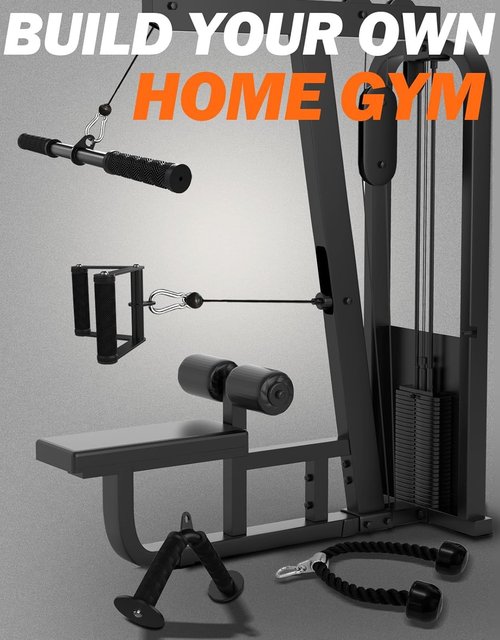 Fitarc Cable Machine Attachment Set - LAT Pulldown Attachments with Non-Slip Grips | Black for Home & Gym Workouts