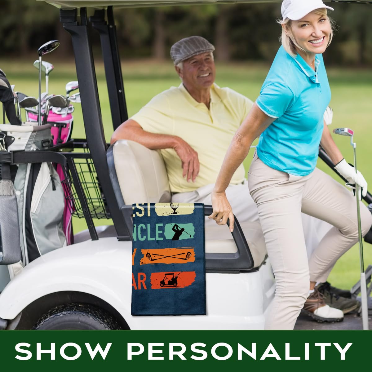 rofiowa Best Uncle by Par Polyester and Cotton Blend Printed Golf Towel, Funny Golf Accessories for Men, Golf Gift for Golf Fan Uncle, Golf Lover Birthday Gift (OGT038)