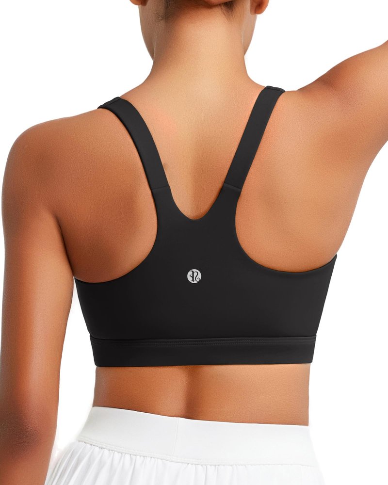 RUNNING GIRL Black Sports Bras for Women, Molded Cup Running Sports Bras for Women High Support Large Bust(3083Black_M)