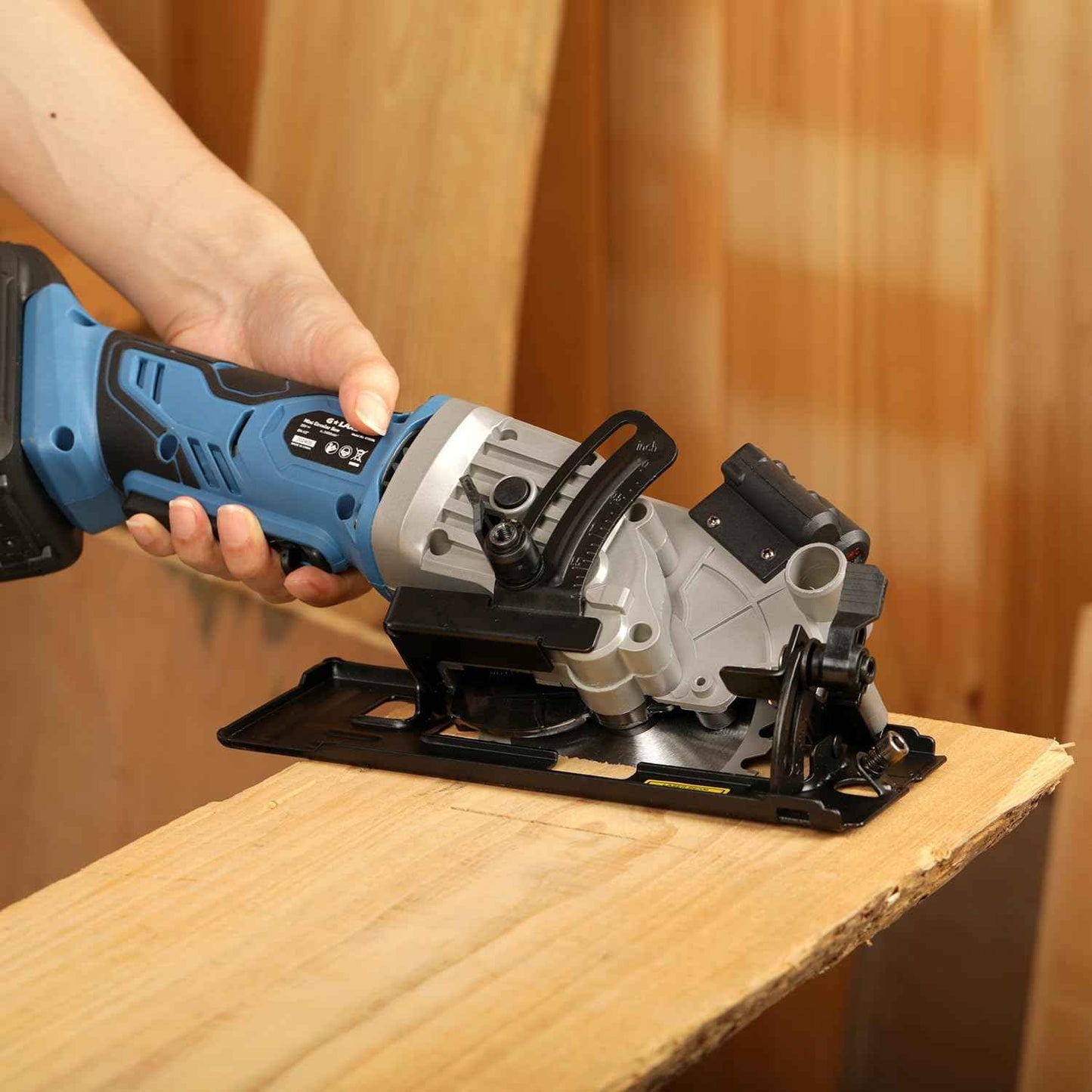 Compact Mini Circular Saw 4-1/2” with Laser Guide & 4.0A Battery - Ideal for Wood & Plastic Cuts