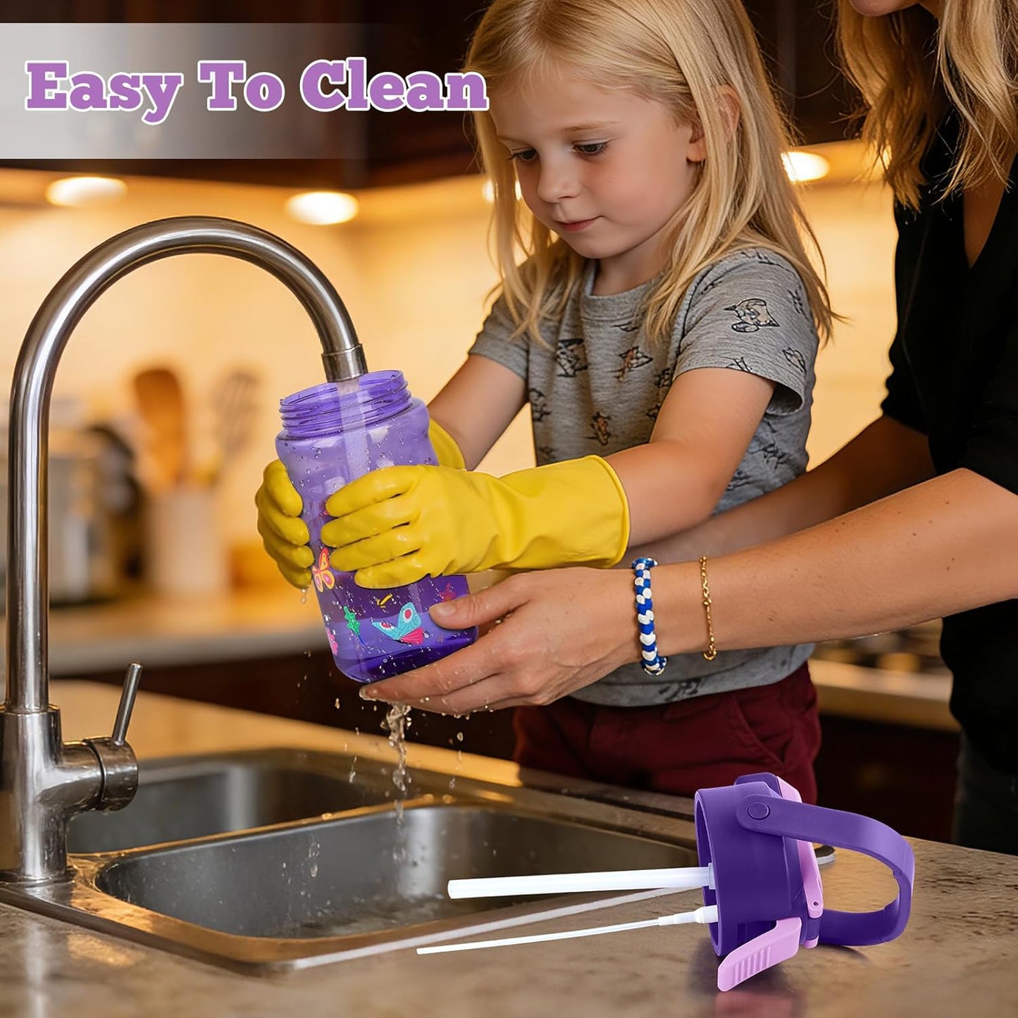 Skiennix 20oz Kids Water Bottle - Leak-Proof Design with Straw & Pop-Up Spout | Unicorn Theme