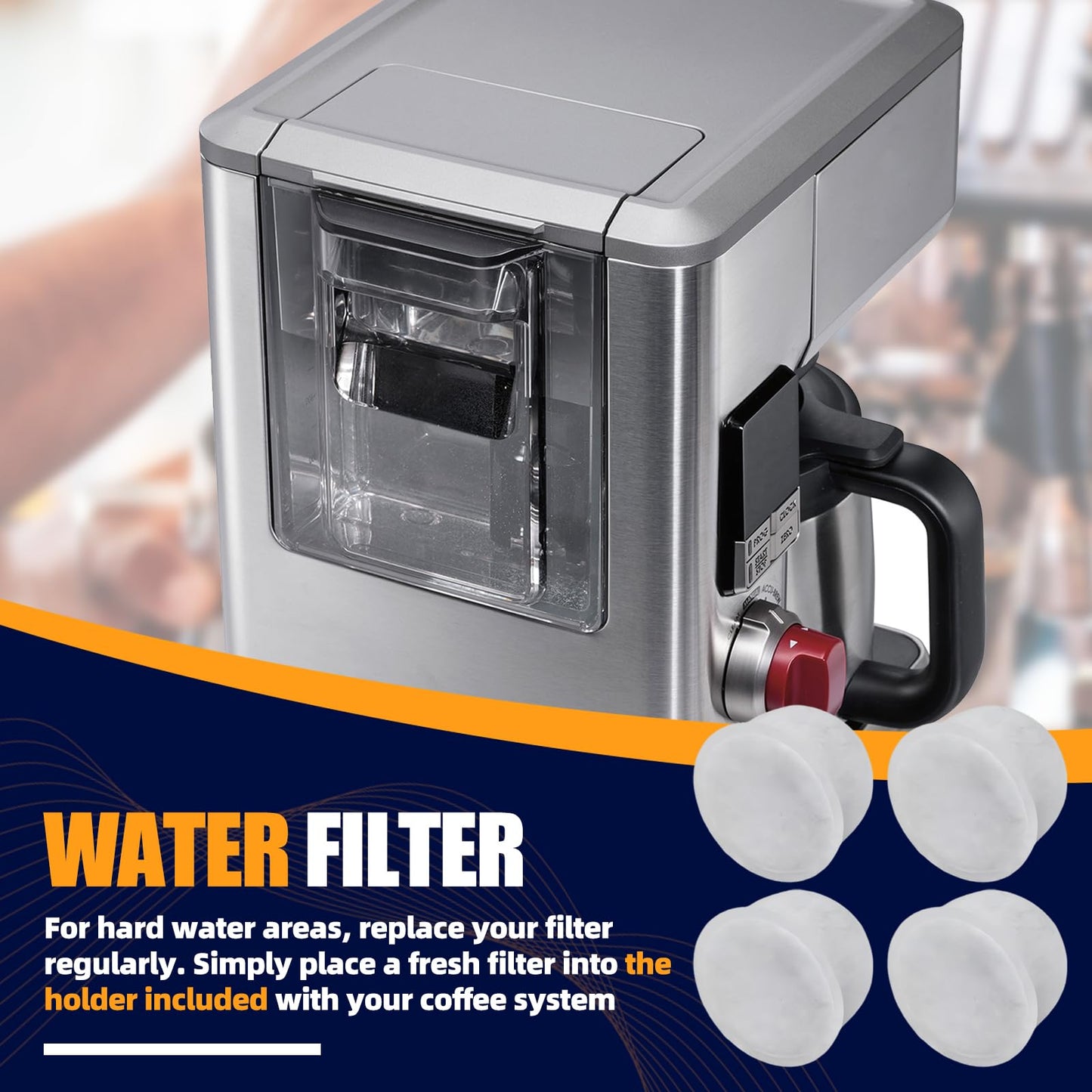 10-Pack Coffee Maker Water Filter Pods for Wolf Gourmet, Activated Carbon Filter Replacement for WGCM100S, WGCM110S, WGCM120S, Compatible with Wolf Gourmet