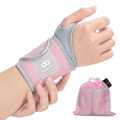 INDEEMAX Copper Carpal Tunnel Wrist Brace, 2 Pack Wrist Support Wraps for Men Women, Adjustable Compression Wrist Brace for Tendonitis, Pain Relief, Arthritis, Sports, Work, Sleeping, Both Hands, Pink