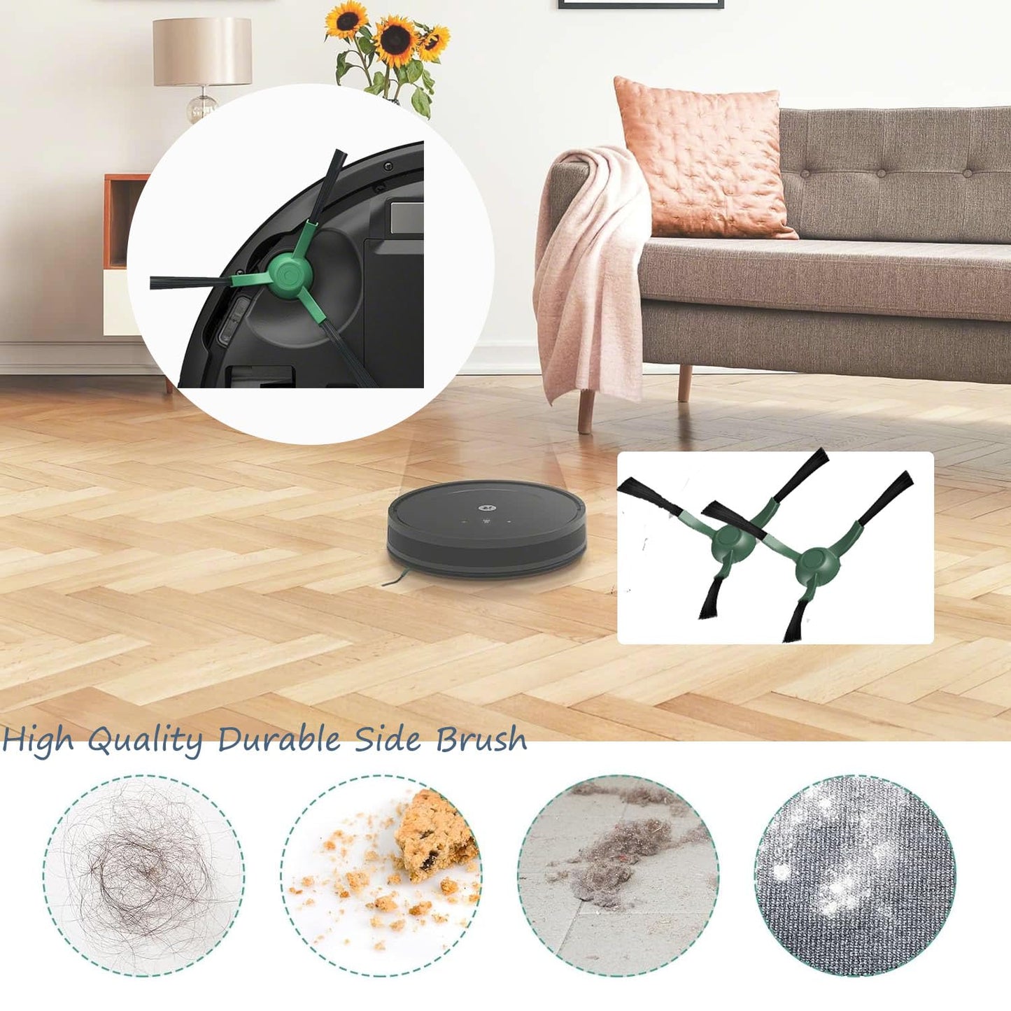 14 Pack Accessories Kit for iRobot Roomba Essential Series Q052-Vac2 105 Q0120 Y0140 Y0110 Q011 Robot Vacuum Cleaner,2 Roller Brush＆8 Side Brushes＆4 Hepa Filters (14 Packs)