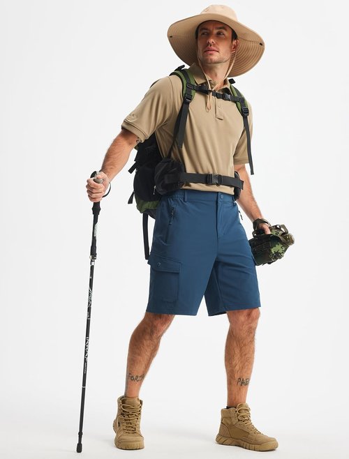 Libin Men's Hiking Cargo Shorts - Lightweight Quick-Dry Design with Zipper Pockets | 9" Casual Style