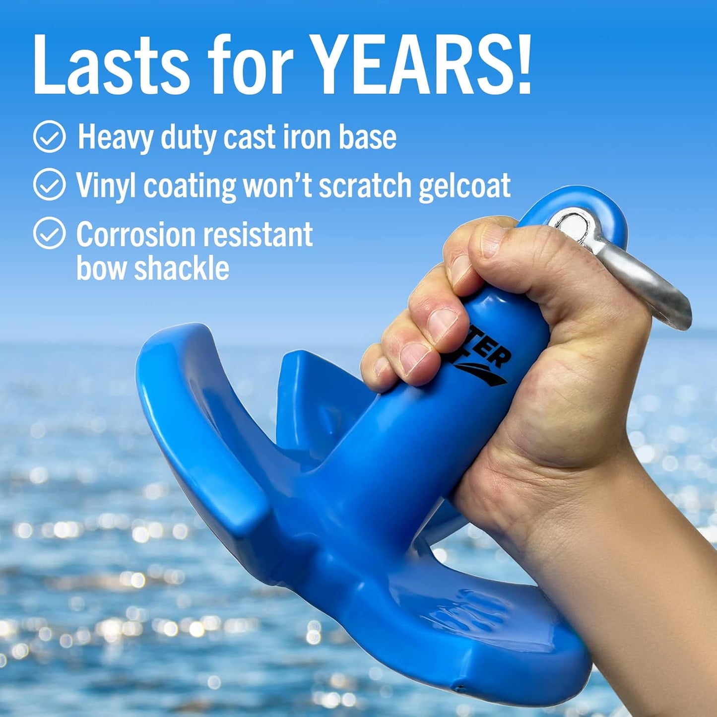 Better Boat River Anchor - 12 lb Vinyl Coated Cast Iron Mushroom Anchor for Boats Up to 15 Ft | Ideal for Lakes & Rivers