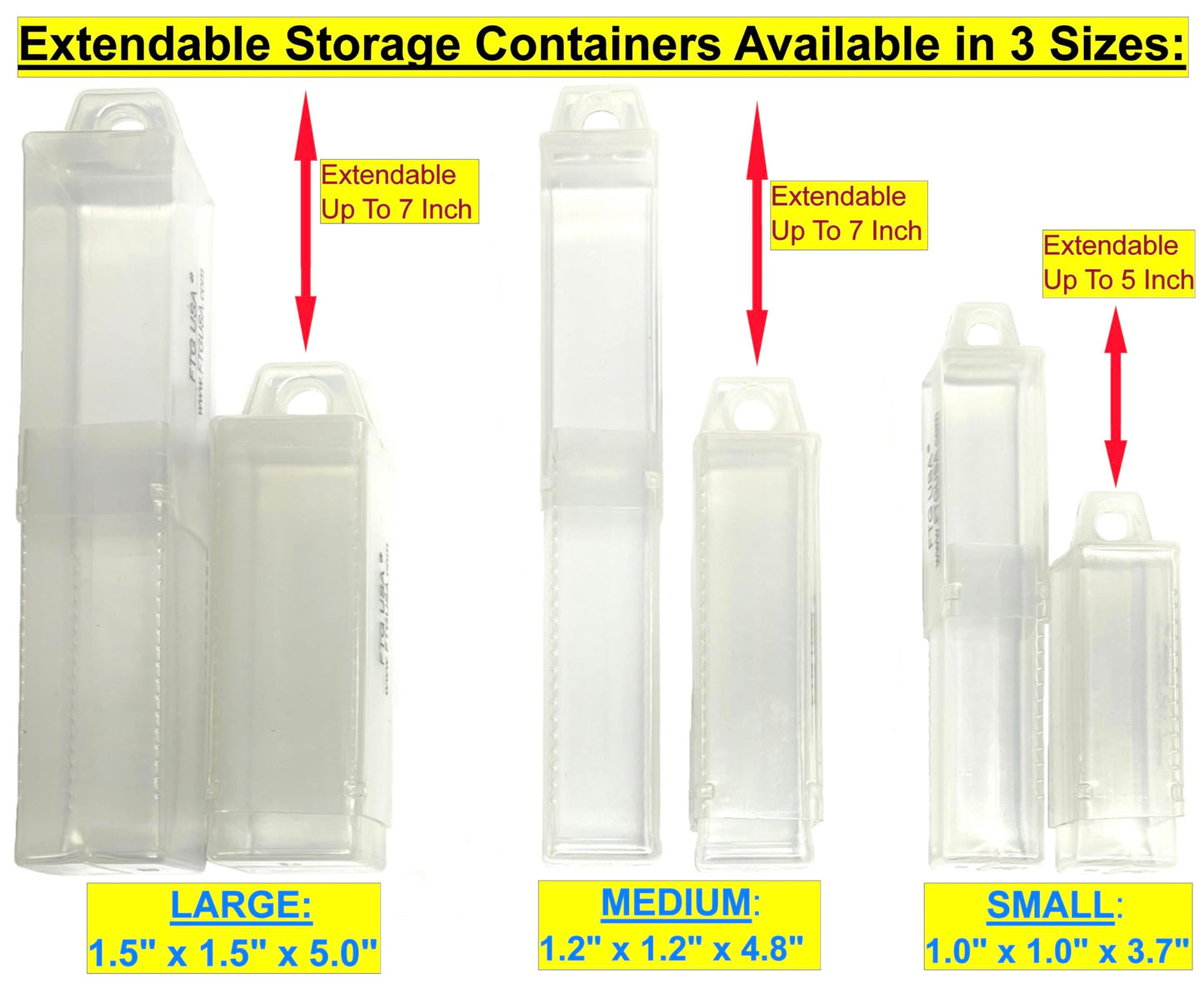 FTG USA Storage Container 4 Piece Large Size Extendable Plastic Box Used as Storage Case for Countersink and Replacement Drill Bits