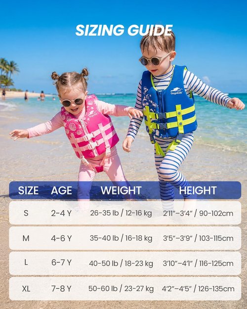 Gogokids Toddler Swim Vest - Buoyancy Jacket for Kids 2-8 Years | Floaties for Pool & Beach, 22-60 lbs