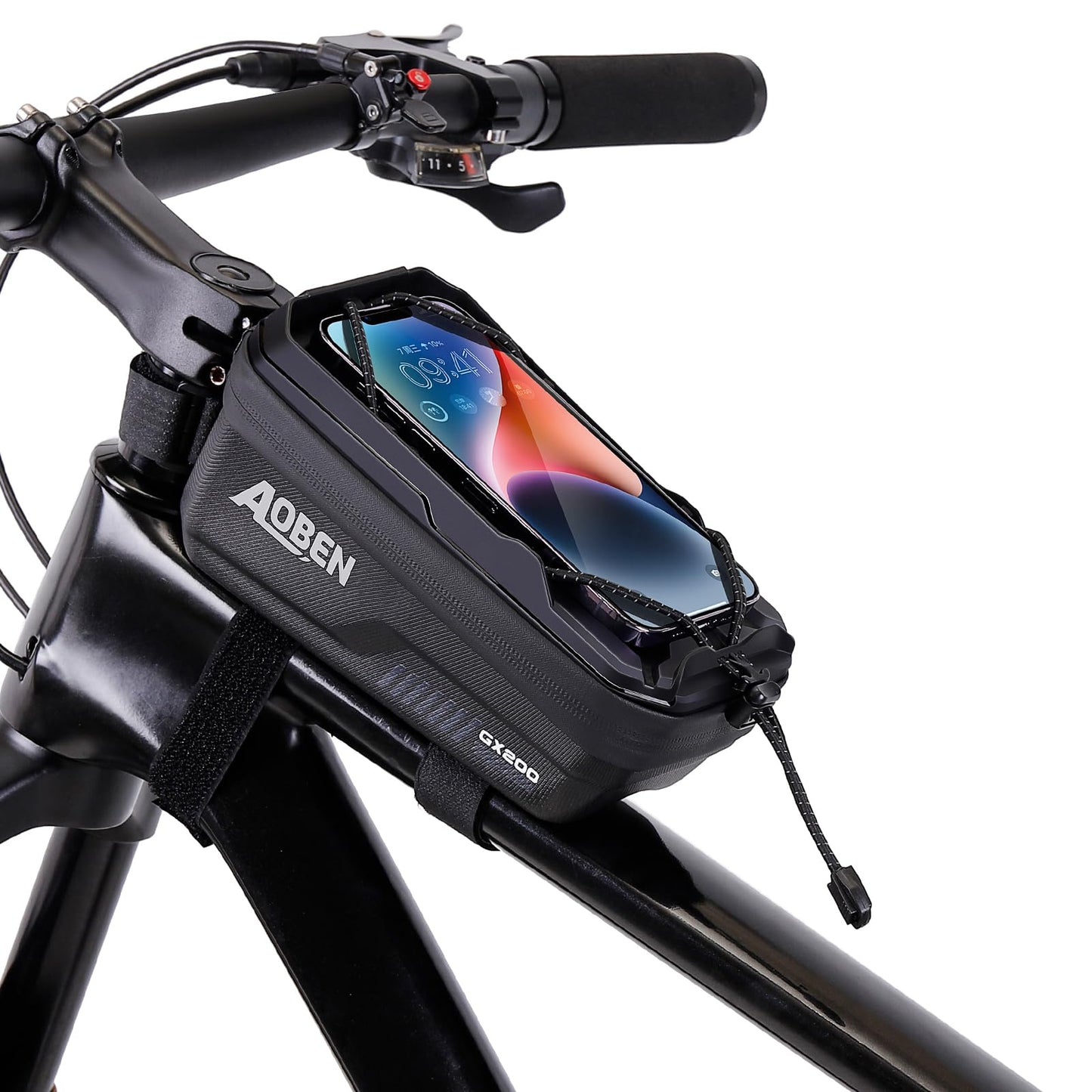 Aoben Bike Bicycle Phone Front Frame Bag for Mountain Bike Road Bike, EVA Hard Casing Bike Phone Holder Bike Phone Mount for MTB, Bike Bicycle Accessories for Cell Phone Under 6.8 Inches (Army Green)