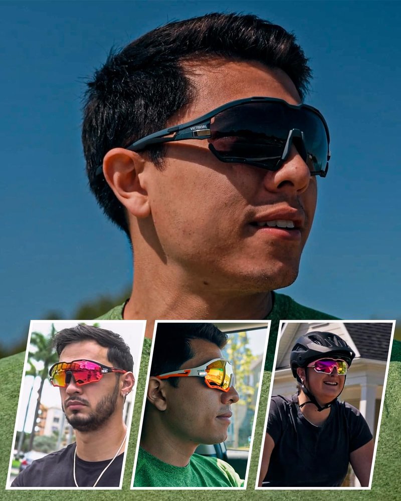 VICTGOAL Cycling Glasses for Men Women with Polarized and Photochromic 2 Lenses Clear Road Bike Running Sports Sunglasses (Black)