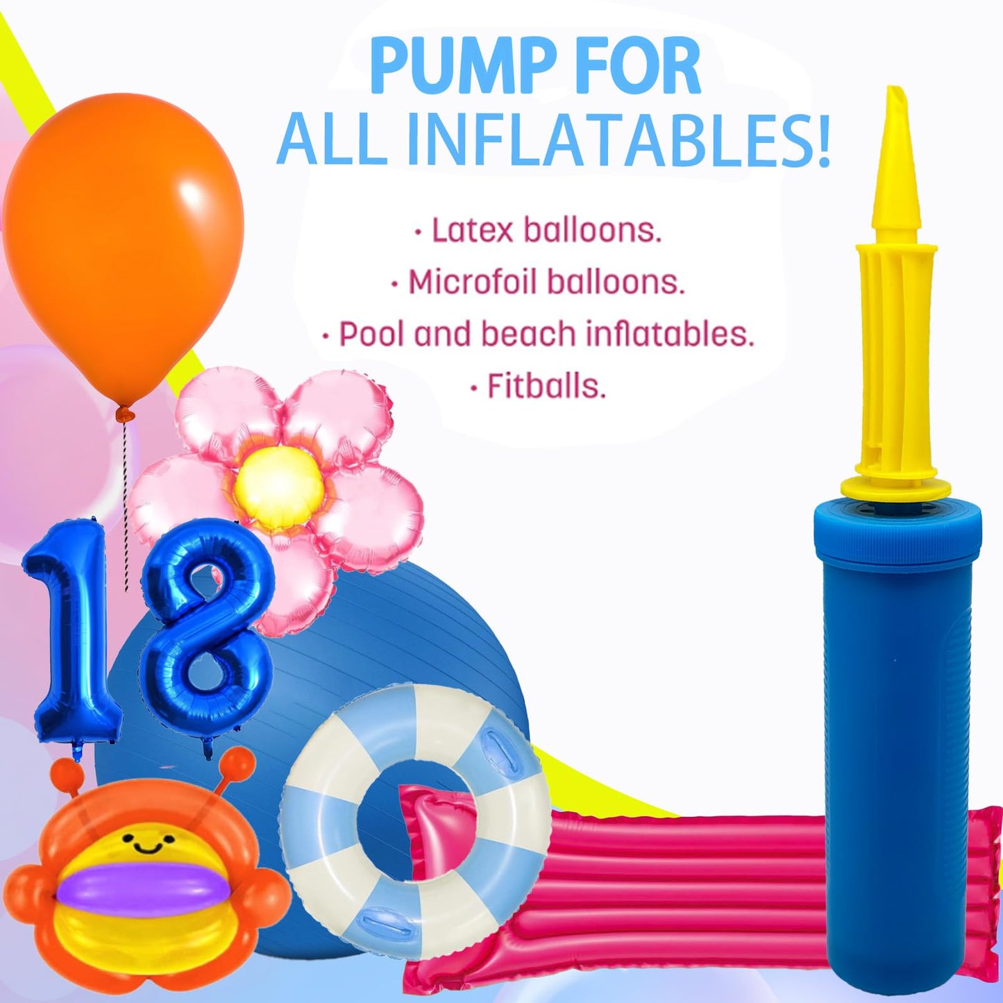 WARMGBOXCO 1 Pack Hand Balloon Pump,Dual Action,Hand Pump for Parties.