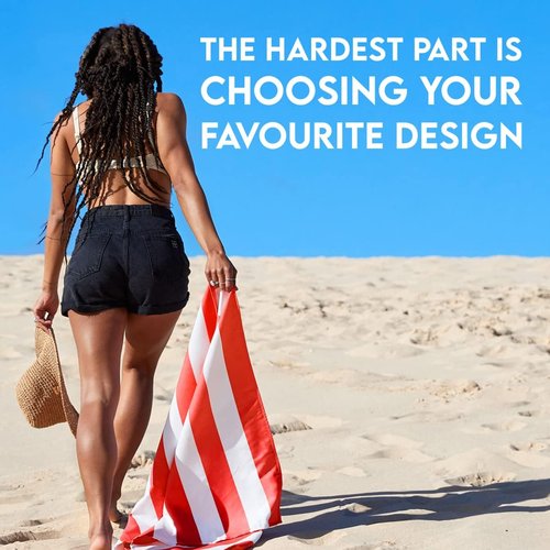 Dock & Bay Customized Beach Towel - Quick Dry & Sand Free - Compact & Lightweight - Large Cabana in Waikiki Coral Red