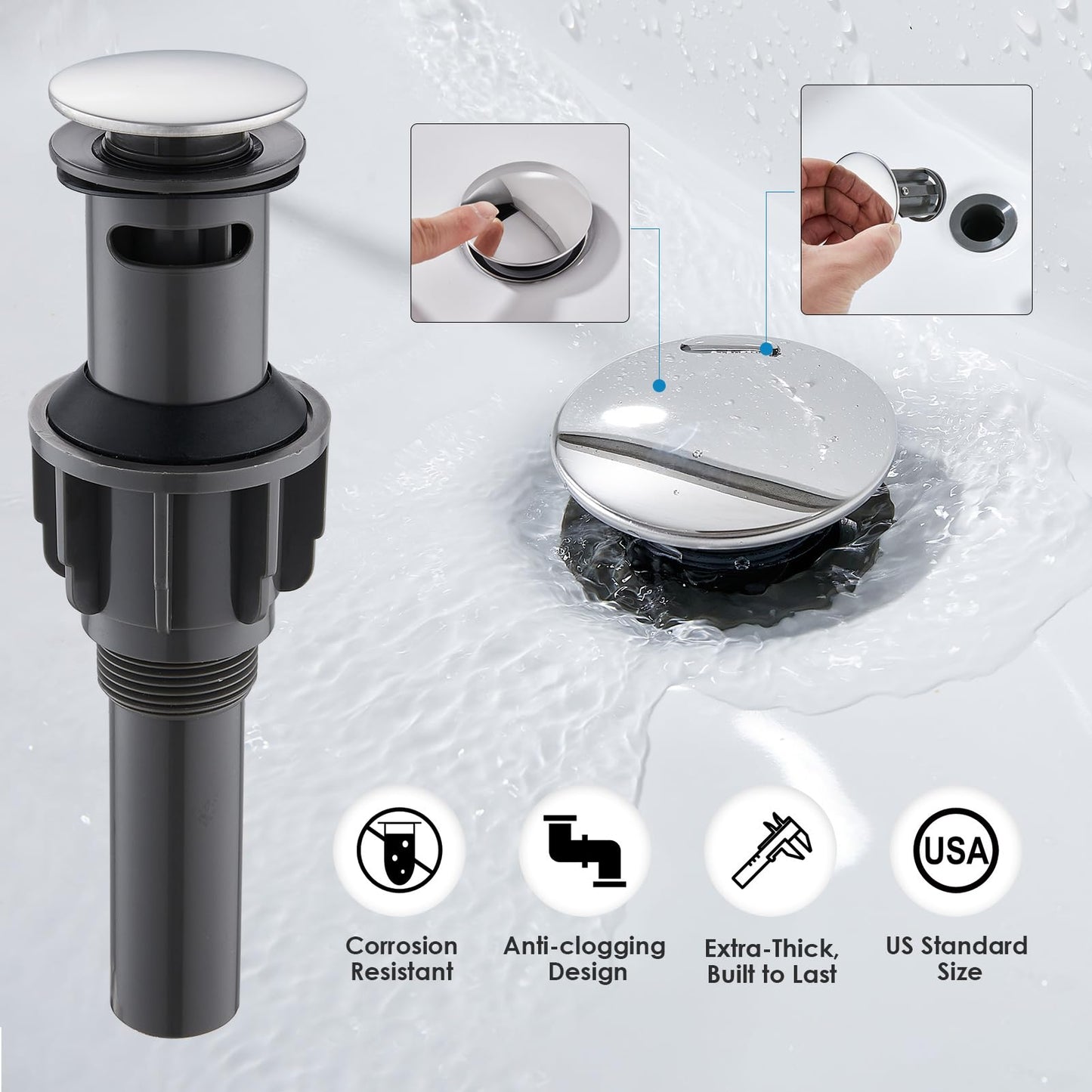 Chrome Bathroom Sink Faucet,Sanliv 3-Piece Widespread Bathroom Faucets for 3-Hole Sinks 4-8 inch,2-Handle Waterfall Vanity Faucet with Drain Assembly,Polished Chrome