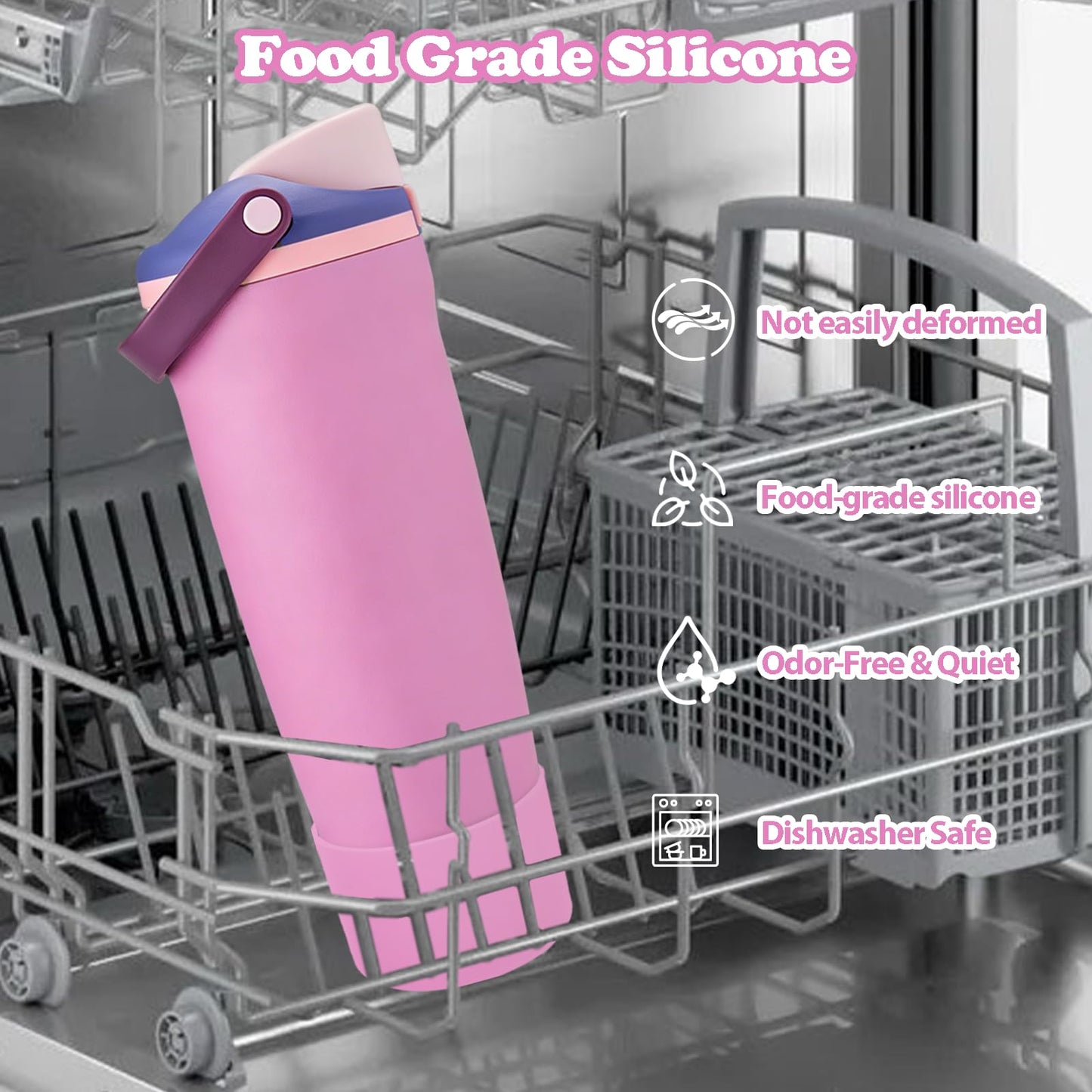 Kaitiaki Silicone Boot for Owala 30oz & 40oz FreeSip Sway Bottles & Tumblers - Non-Slip, Scratch-Resistant, Stability Enhancer, Available in 12 Colors (Pretty in Purple)